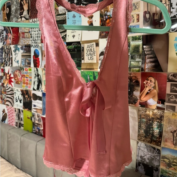 Kimchi blue pink silk halter top size small - Picture 1 of 3